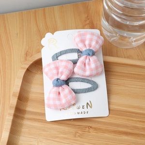 Blue Pink Bow Hair Clips